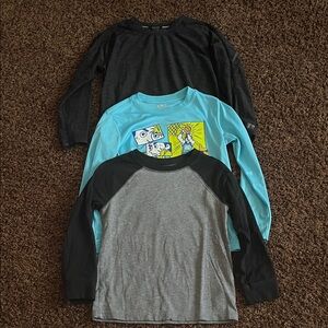 Kids Long Sleeve Shirt Set - Black, Blue, Gray